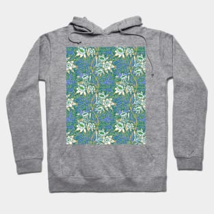 William Morris Tulip and Willow Pattern on Teal Hoodie